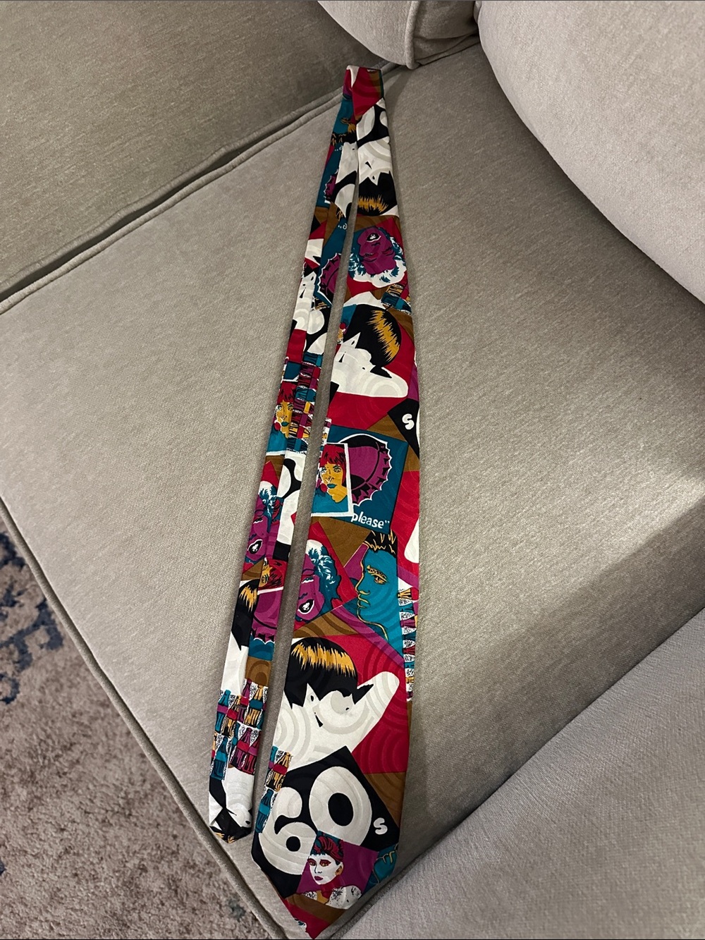 Multicolor Graphic Print Men's Tie - Bold Pop Art Design-Vintage 1990s